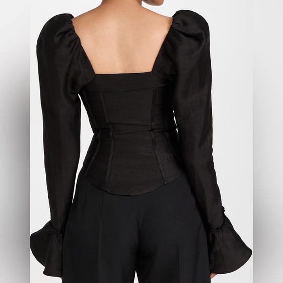 Aje Giselle Long Sleeve Corset Top with gold metal hardware size 12 in black - Picture 4 of 15